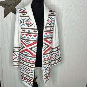 Savanna Jane Tribal Pattern Open Cardigan Size Small